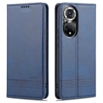 Tummansininen Yhteensopiva Honor 50 Pro Azns Magnetic Calf Texture Case -Kotelon Kanssa