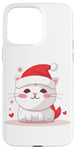 iPhone 15 Pro Max White Christmas Cat | Cute Cartoon Holiday Kitten Kitty Case