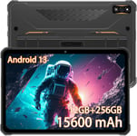 R7 Tablette Incassable,10,1 Pouces Hd+ Tablette Tactile,12Go+256Go/(2To Tf)15600Mah Tablette Android 13,16 Mp Camera,Octa Core Dual Sim 4G,Widevine L1/Ip68/Otg/Wifi5/Face Id/Gps Orange