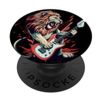 Costume de lion à bascule avec guitare électrique PopSockets PopGrip Adhésif