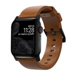 Nomad Apple Watch Ultra 2 49mm Modern Leather Band English Tan (Svart Hardware)