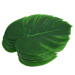 Raguso 12Pcs Monstera Leaf Table Flag Cutlery Mat Coaster Family Wall Decoration Fake Flower for BBQ Birthday Party Decoration