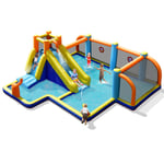 Giant Soccer-Themed Inflatable Bouncer Backyard Wet Dry Combo Slide Jump House