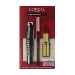 L'Oreal Black Masacara Eyeliner and Red Lipstick Make Up set 