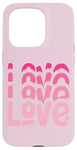 Coque pour iPhone 15 Pro Pink Love Pull décontracté à col rond pour femme Motif amour rétro