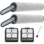 Brosse à rouleau + filtre pour Dreame H12 / H11 Core aspirateur sec et humide pièces de rechange, ensemble d'accessoires 2 rouleaux de brosse + 2