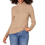 Amazon Essentials Pull Col Roulé En Maille Torsadée Style Irlandais (Grandes Tailles Disponibles) Femme, Fauve Chiné, 5XL Grande taille