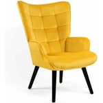 Idmarket - Fauteuil scandinave ania velours jaune