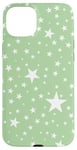 Coque pour iPhone 15 Plus Blanc et vert menthe, étoiles