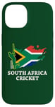 Coque pour iPhone 14 Couleurs du drapeau sud-africain Cricket Afrique du Sud