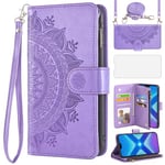 Asuwish Coque pour Huawei Honor 8X Coque avec Sangle et Film de Protection Fente pour Carte Pliable Cuir Fleurs Portefeuille Stand Hawaii Honor8X 5G JSN-L21 Étui de Protection Violet