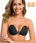 Soutien-Gorge Adhésif Sans Bretelles, Collant, Invisible, Push-Up, En Silicone, Pour Robe Dos Nu, Avec Cache-Tétons, Couleur Chair