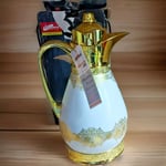 Arabic Style Vacuum Jug Thermos Fancy Gold Flask Tea Coffee Dallah 1 Litre Gift