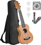 Ukulélé enfants adultes débutants, ukulélé soprano 21 pouces, guitare hawaïenne en bois d'acajou avec cordes, sac de transport professionnel, instrument guitare pour enfants à partir de 6 ans, marron