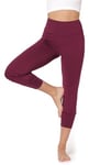 Bellivalini Pantalon 3/4 Capri Harem pour Femme Legging Corsaire Aladdin Ample Pants Fluide Sport Yoga Jogging Pilates pour l'été BLV50-283 (Vin Rouge, S)