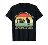 Easily Distracted By Cameras & Cats Retro Funny Photographer T-Shirt