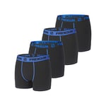 FREEGUN Boxer Homme Coton, Calecon Homme, Anti-Irritation, Doux (Lot de 4), Noir, Bleu, Taille M