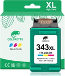 343XL Cartouches d'encre Remanufacturées pour HP Cartouche 338 343 XL Photosmart B8330 B8350 2610 2710 Deskjet 460 5740 6520 Officejet H470 6210 6213 7210 PSC 1600 1610 Imprimante Couleur(Q83)