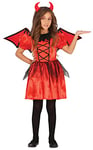 FIESTAS GUIRCA Costume de Diablesse Coquette - Petit Diable Rouge - Déguisement Halloween Fille 10-12 Ans