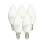 Lot De 5 Ampoules LED Flamme Culot E14 - Ampoule E14 LED Angle D'Éclairage 250° - Ampoule LED E14 5 5W Équivalant 40W - Ampoule Flamme 470 Lm - LED Ampoule Lumière Blanc Neutre - PACK5EV470FCW Xanlite