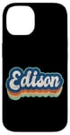 Coque pour iPhone 14 Edison Prénom Garçon Style Vintage Années 70 80 Personnalisé