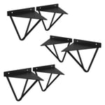 6x Support Etagere d'angle triangle en métal noir avec vis 160 mm