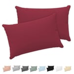 Twinzen® Taie Oreiller 40x60 (Lot de 2) - 100% Coton Jersey 150 GSM - Bordeaux - Taie d'oreiller 40x60 - Housse de Coussin avec Fermeture Éclair - Certifié Oeko-Tex