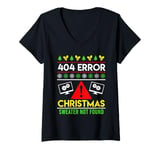 Womens 404 Error Ugly Chritsmas Coder Programmer Code Christmas V-Neck T-Shirt