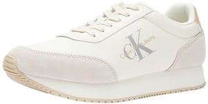 Calvin Klein Jeans Baskets Runner Homme Retro Chaussures, Beige (Creamy White/Eggshell/Khaki), 45