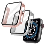 OFFCUP 2pcs PC Coque Compatible avec Apple Watch Serie 6 SE Serie 5 4, 44mm Protection Écran Case Ultra Mince Verre Trempé Or Rose pour iWatch Serie 6 SE Serie 5 4