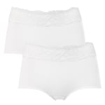 Trofe Lace Trimmed Maxi Briefs Trosor 2P Vit bomull X-Large Dam