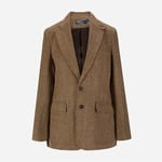 Herringbone Linen Blend Blazer - Brown/Cream Herringbone