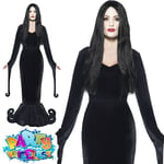 Ladies Morticia Costume Adult Duchess Of The Manor Halloween Fancy Dress Outfit