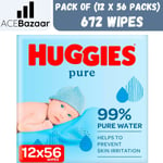 Huggies Pure Baby Wipes 10-12-18 Packs Wipes Wet 99% Purified Pure Water Skin UK