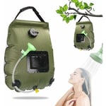 Sac de Douche Solaire Camping, 20L Solaire Sac de Douche Portable, Pliant Extérieur pour Douche avec Amovible à Tête de Douche 45 °c Chauffe Eau