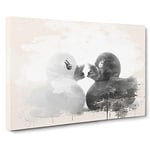 Rubber Ducks Modern OPposites Attract Modern FC Canvas Wall Art Print Ready to Hang, Framed Picture for Living Room Bedroom Home Office Décor, 30x20 Inch (76x50 cm)