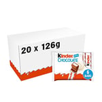 Kinder Chocolate Medium Bars, Bulk Chocolate Gift Box, Fine Milk Chocolate Bar with a Milky Filling, Pack of 20 x 126g