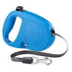 Ferplast Laisse Chien Enrouleur Flippy One, Laisse pour Petits Chiens jusqu'à 15 Kg. Sangle Extensible Max 4 m. Bouton Unique pour verrouiller et déverrouiller, Bleu Clair