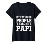 Womens Papi Father's Day Gift for Dad from Daughter, Son, Wife V-Neck T-Shirt