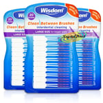 3x Wisdom PURPLE Clean Between LARGE Rubber 20 Interdental Floss Plaque Brushes