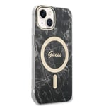 Guess Marble MagSafe yhteensopiva kotelo + langaton laturi iPhone 14:lle Musta