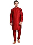 SKAVIJ Kurta Pajama Set for Men Indian Ethnic Party Wear Dress Red S