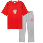 Manchester United F.C. Mens Pyjamas Set, Cotton Loungewear - Man United Gifts (Red/Grey, 3XL)