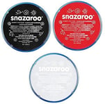 Areema Limited THREE 18ml SNAZAROO FACE BODY PAINT SET BLACK WHITE BRIGHT RED Z