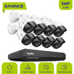 SANNCE Système de caméra de sécurité DVR filaire 8 canaux 5MP avec caméras de vidéosurveillance à vision nocturne infrarouge pour kits de