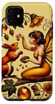 Coque pour iPhone 11 Illustration fée avec son ami écureuil amoureux de la nature