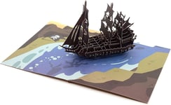 Flying Dutchman 3D Pop Up Card, Handmade Pirate Ship Birthday Greeting Card