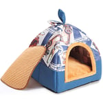 C_-1X Chenil pour Chien, Animalerie, Yourte, Hiver, Petit Chien, Fermé, Litière pour Chat, Chaleureux, Saisons, Chat, Coton, Lit pour Animal Domestique, (Bleu, Jaune, Beige)