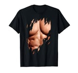 Fake Chest Muscles Ripped Torn Six Pack Gym Fitness Model T-Shirt