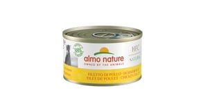 Almo Nature HFC Natural - Nourriture humide pour chiens avec Filet de Poulet à l'origine propres à la consommation humaine et désormais utilisée pour la préparation des aliments pour chiens.